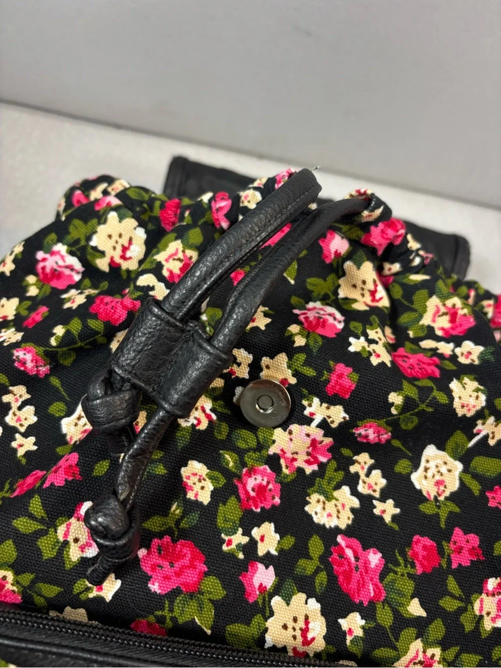 Candie's Black Floral Sequin Backpack with Pink & Cream Accents